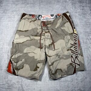 Billabong Board Shorts Mens 38 Tan Camo Mark Occhilupo Vintage Y2K Surf Swim